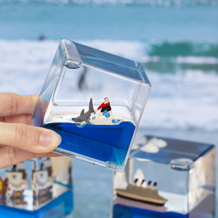Mediterranean Sailing Oil Drops Liquid Hourglass Office Desktop Decompression Toys Children's Gift Birthday Gift