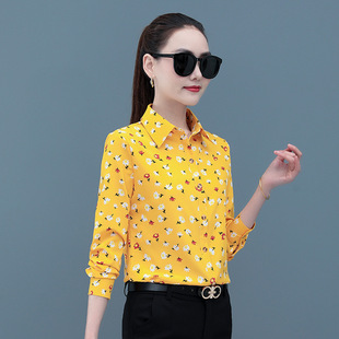 Printed Shirt Women's Long-sleeved 2024 Spring and Autumn New Outfit Cardigan Women's Shirt Instagram Popular Women's Large Size Top Clothes
