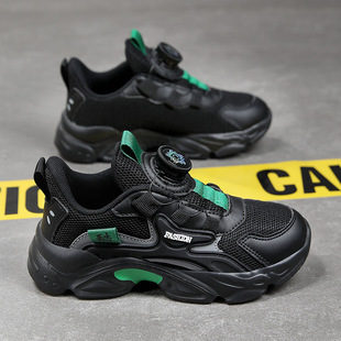 Button Shoes Children's Shoes Boys 2023 Autumn Children's sneaker Mesh Breathable Large Children's Basketball Shoes Boys Running