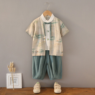 Hanfu Boys New Chinese Style National Style suit Summer 2024 New Antique Handsome Super Fairy Little Boy Children's Tang Suit