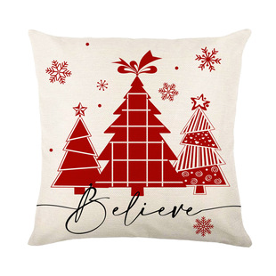 2024 New Christmas letter printed pillowcase Christmas tree snowflake Amazon home bedroom pillow cushion