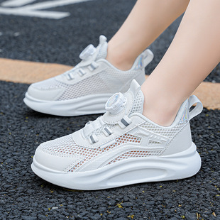 Boys' sneaker Mesh Breathable Lightweight Swivel Buckle Girls' sneaker Student Board Shoes sneaker School White Shoes