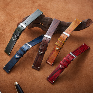 In stock personality wood texture art vintage cowhide strap switch quick release watch strap wholesale 18/20/22mm