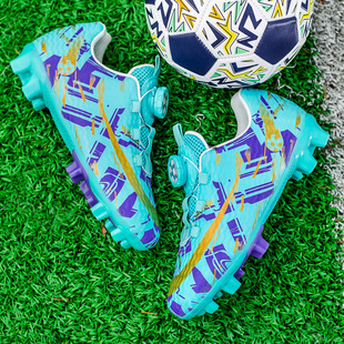 Cross-border turn button football shoes children's tie-free TF broken nails boys primary school students professional training sports shoes wholesale