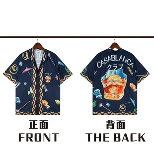 Американская рубашка Casblanca с короткими рукавами shirt Мужская и женская пара ins Летняя гавайская пляжная футболка рубашка