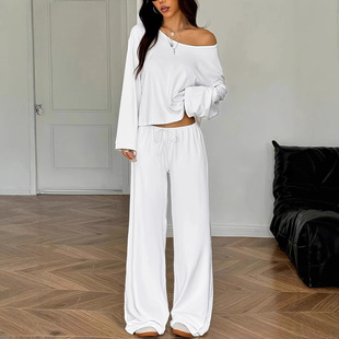 2025 Independent Station Summer New European and American Cross-Border Women's Clothing Export Pure Color Satin Short-Sleeved Tops and Pants Suits for Women