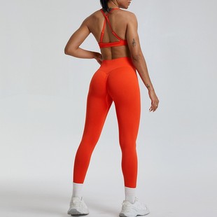 European and American New Outdoor Breathable Yoga Clothes suit Women's Peach Hip Fitness Clothes Quick-drying Running Sports Underwear