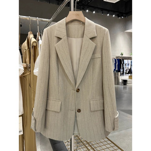 [10000 collection] design high sense retro striped suit jacket women's 2025 new spring and autumn Joker