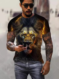 Men's Lion 3D PrinTeD T ShirT Animal Graphic ShorT Sleeve Tees OversizeD STreeTwear Summer Casual Tops