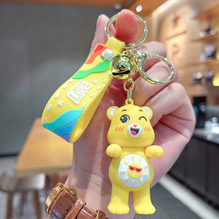 Cartoon animation love bear key chain pendant pendant car key chain push gift Night Market gift wholesale