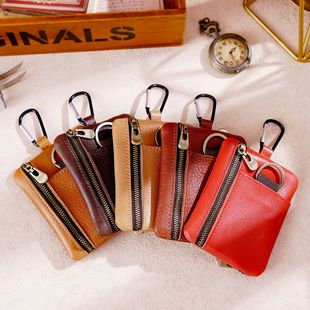 Original Japanese Mini Coin Purse Card Bag Cowhide Small Purse Zipper Youth Outdoor Sports Storage Bag Small Hanging Bag