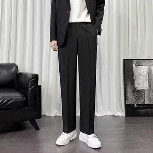Suit pants men's straight loose high-grade drop feeling spring and autumn winter small suit pants men's wide-leg casual trousers wholesale