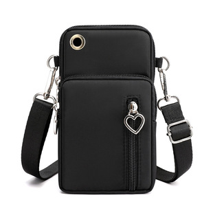 Cross-border wholesale 2023 new mobile phone bag women's crossbody coin purse wrist bag sports arm bag fabric crossbody pouch