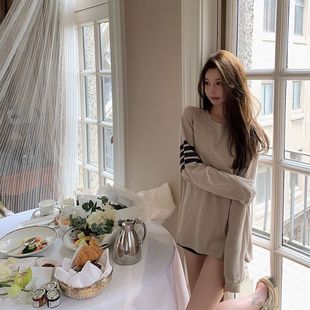 Striped Contrast Color Sunscreen Blouse Women's Summer New Korean-style Loose Mid-length Slimming Thin Long-sleeved T-shirt Trendy