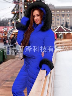 European and American Cross-border Winter Outdoor Fashion Suit Women's Sports Ski suit Zipper Hooded Ski Suit