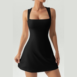 European and American cross-border Women's new women's square collar sleeveless vest Amazon hot selling high elastic dress foreign trade mini skirt