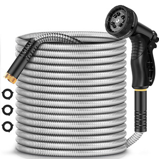201 Metal Garden Hose 16mm Stainless Steel Garden Water Pipe Durable No Kink Water Pipe Outdoor Garden Water Pipe