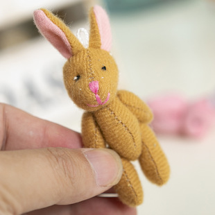 Mini 7CM joint Bunny plush toy joint bear earrings hair accessories DIY accessories doll pendant