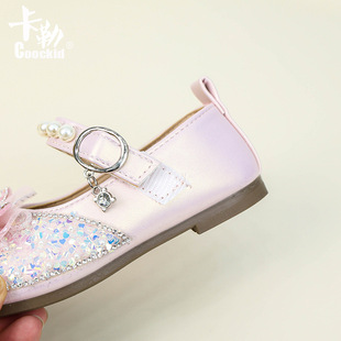 Girls' Shoes Children's Princess Shoes 2025 New Baby's Spring Crystal Small Leather Shoes Stylist Rhinestone Girl's Single Shoes
