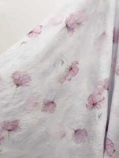 Spring and Autumn New New Chinese Style National Style Transparent Petals Printed Brocade Silk Ramie Fabric Width 150
