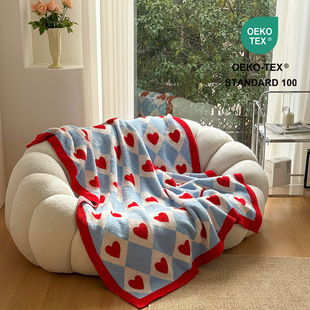 Sweet style love knitted wool blanket light luxury home knitted blanket thickened warm blanket