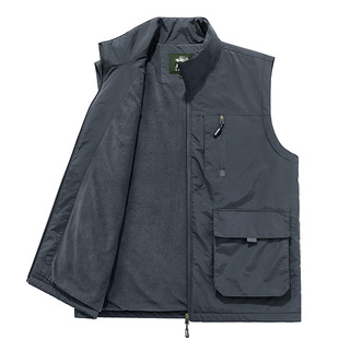JEEP SPIRIT Spring and Autumn Photography fishing vest cardigan casual men's vest loose multi-pocket 677