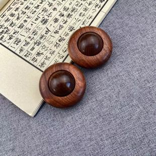 Purple sandalwood handle piece Wenwan hand twist wooden carving handle piece integrated handle ball