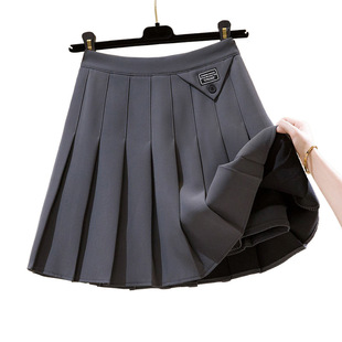H8A Pleated Skirt Design Sense A- word Slimming Skirt Korean Spring and Autumn Fake Pocket Suit Material High Waist Skirt for Women Summer
