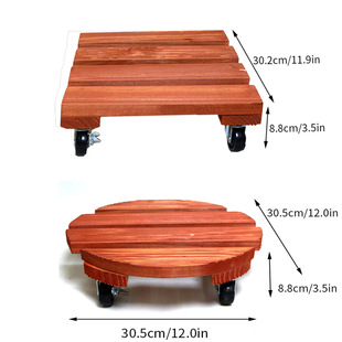 Wooden movable flower pot solid wooden base outdoor garden tools flower tray four-wheel universal wheel