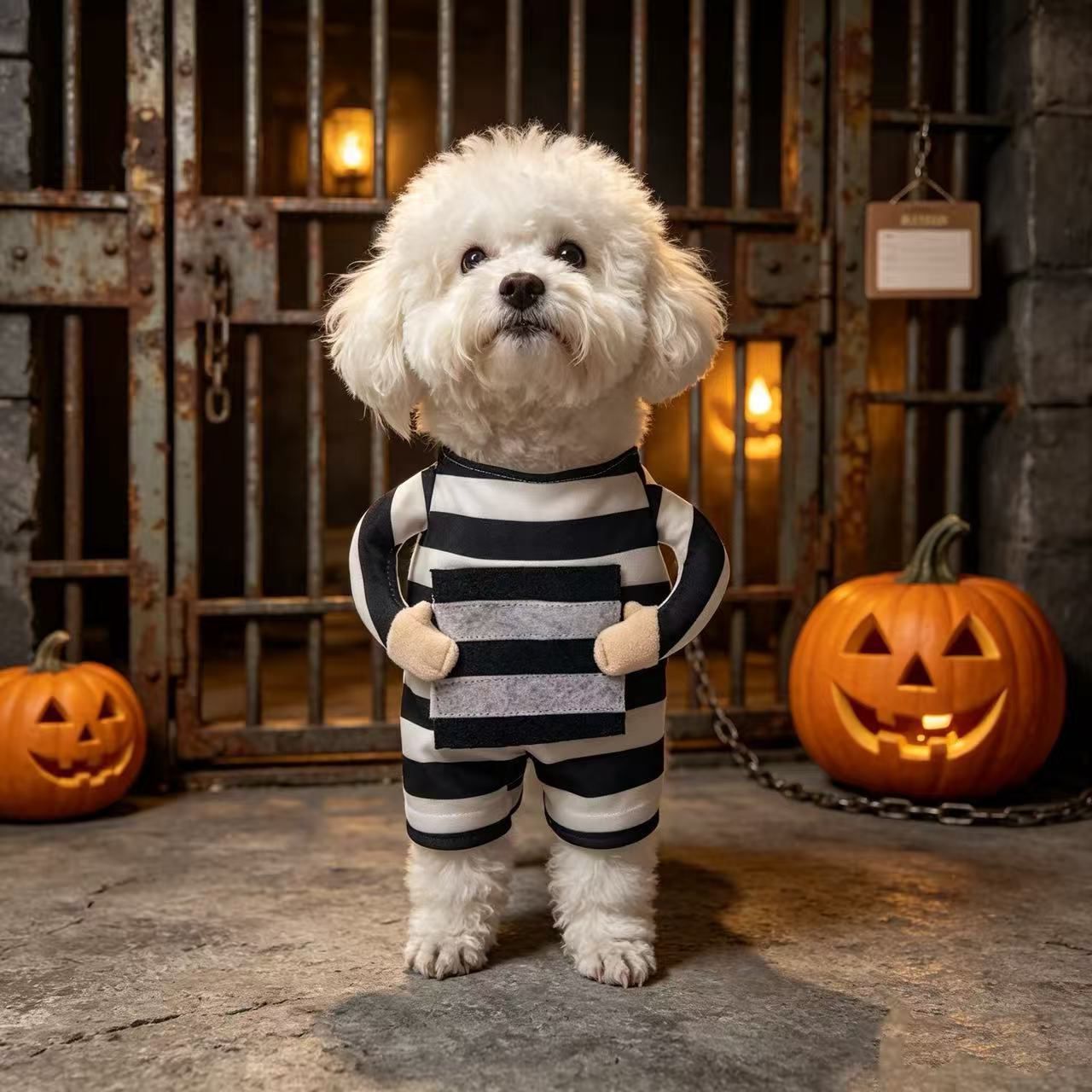 Halloween Dog Prisoner Costume: Cute and Funny Two-Legged Dog Outfit for Holiday Photos