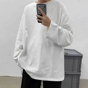 Autumn plus size Long-sleeved T-shirt Men's Hong Kong Style Trendy Brand Fashionable Top Casual Round Neck Base Shirt Thin Inner T-shirt