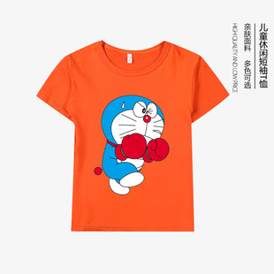 Мультяшная футболка Doraemon с короткими рукавами для мужчин и женщин, детская одежда с половинными рукавами, повседневная машина с кошачьим рисунком с круглым вырезом