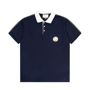 Ins Fashion Brand Summer New Striped Contrast Color Short-sleeved Polo Men's and Women's Embroidered Casual T-shirt Cotton Lapel Half-sleeved Shirt