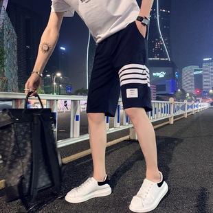 Waffles Men's Shorts Summer Men's Casual Trendy Cropped Sweatpants Loose Beach Pants Men's Pants