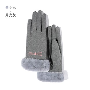 Autumn and Winter Wool Gloves Warm Women's American-style Color Touch Screen Plus Velvet Thickened Windproof Cold-proof Cycling Warm Gloves