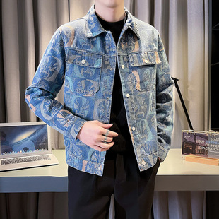 Denim Jacket Men's Spring and Autumn American Jacket Boys 2024 New All-match Plumpkin Handsome Workwear Casual Jacket Men's