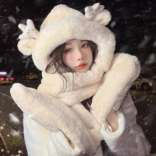 Шляпа Longbao осенний зимний женский шарф перчатки с капюшоном