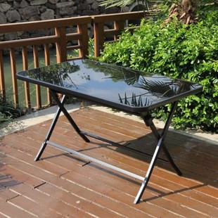 Outdoor Folding Table Balcony Cafe Milk Tea Shop Portable Glass Round Square Table Casual Iron Courtyard Table and Chair