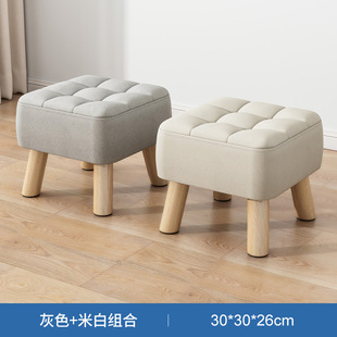Solid Wood Small Stool Short Household Simple Fabric Sitting Pier Living Room Small Bench Soft Sofa Foot Shoe Cabinet Cross-border Sitting