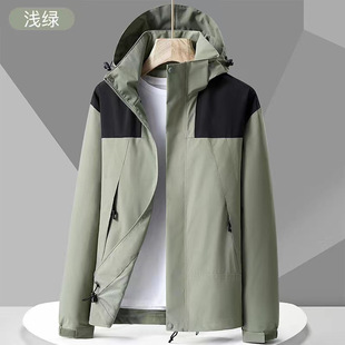Spring and Autumn outdoor sports couple's casual fashion detachable hat color matching men's and women's thin jacket live delivery