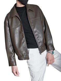 Men's Short Leather Jacket Solid Color All-match Puleather Jacket 2025 New Spring and Autumn Simple Motorcycle Leather Jacket