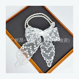 Lace Belt Women's Decorative Dress Chiffon dress Fashion All-match Pearl Lace Cloth Waist Chain White Accessories