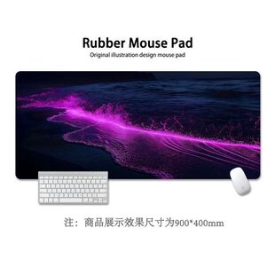 High-End Black and Pink High-End Beach Scenery Mouse Pad, Oversized Dormitory Gaming Office Computer Keyboard Pad, Desk Pad