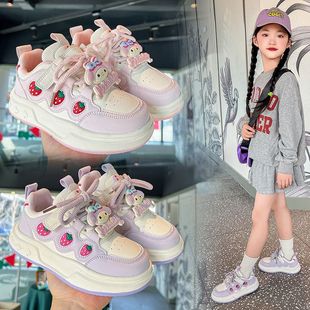 Girls' sneaker Cartoon Fashion Girls' Sneakers 2025 Spring New Middle and Large Children's Running Shoes Soft Sole Casual Shoes