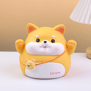 Creative Fried Shrimp Puppy Drop-Resistant and Cute Vinyl Piggy Bank Children's Break-Resistant Piggy Bank Coin Pot Birthday Gift