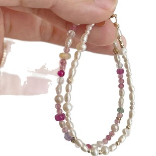 Freshwater Pearl Natural Stone Purple Glaze Bracelet New Chinese Clear Crystal Bracelet Irregular Beaded Bracelet