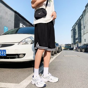 American Basketball Pants for Students Training Fitness Running Sports Shorts Men's Loose Casual Knee-length Pants Summer