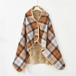 Flannel blanket snap wool blanket office shawl blanket in stock generation hair blanket plaid shawl thickened cloak