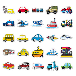50 pieces of traffic tools graffiti personality cross-border cartoon creative children DIY mobile phone shell luggage sticker waterproof