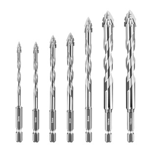 Cross-border new four-blade serrated eccentric drill tile concrete glass hole punch dry cross drill suit